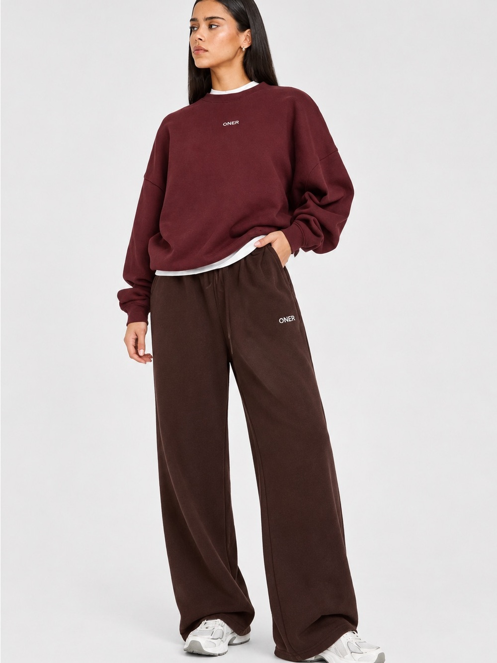 Oner Active Wide Leg Sweatpants in Plum Brown